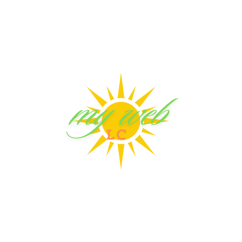 my web sentence and L and C initials on top of a sun design